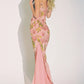 High Waist Floral Print Sling Dress Woman Summer Trend Low-Neck Backless Sleeveless Robe Birthday Party Elegant Vestidos