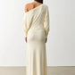 Women Elegant Off Shoulder Sexy Maxi Dress Batwing Long Sleeve Ruched Bodycon Dress Evening Party Wedding Guest Dress