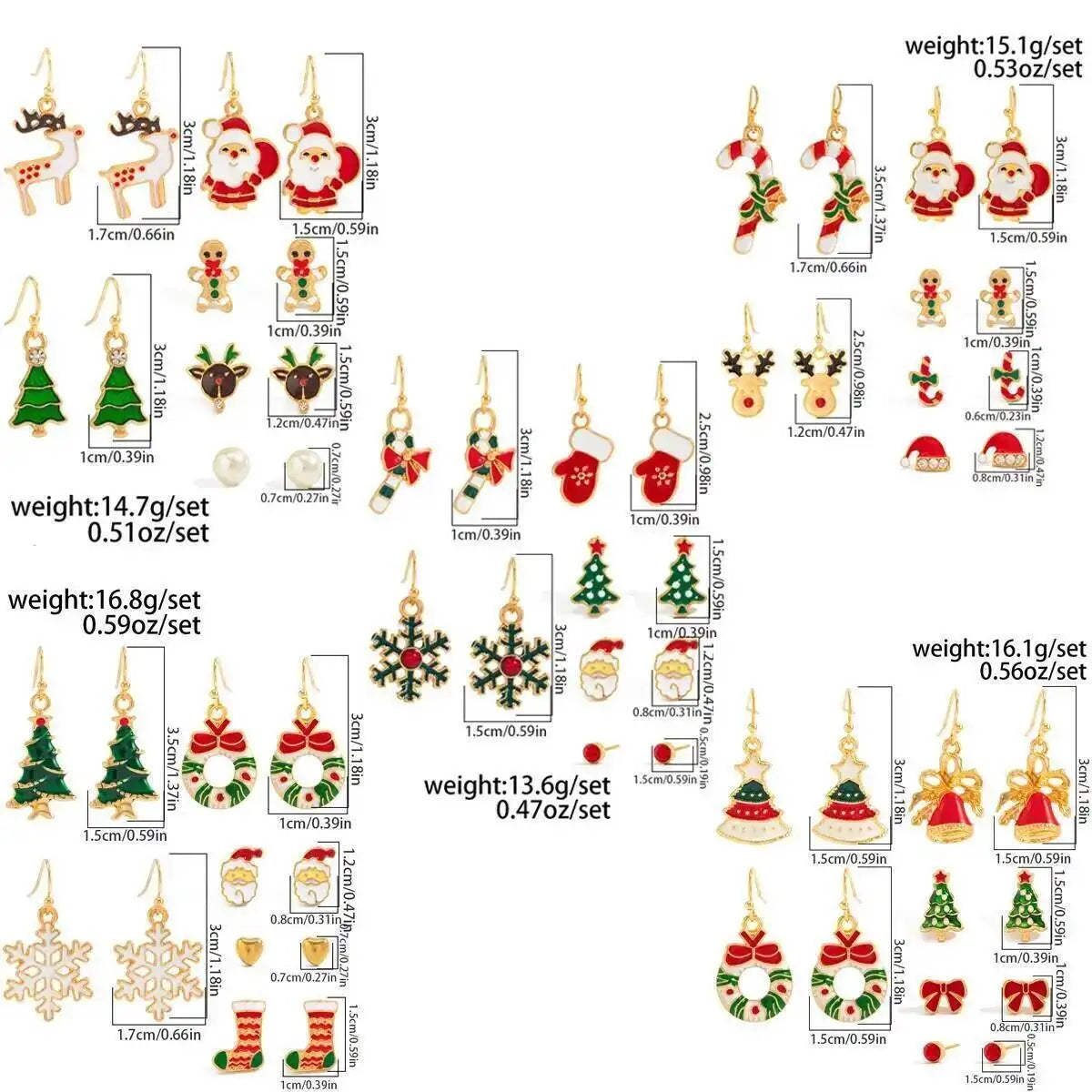5 Styles Trendy Christmas Tree Deer Snowflake Santa Claus Earring Women New Year Party Festival Jewelry Gift 2026