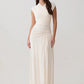 Women V Neck Cap Sleeve Maxi Dress Wrap Ruched Waist Draped Flowy Long Dress Wedding Guest Evening Party Formal Gown