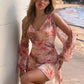 Women Leopard Print Sexy Mini Dress Boho Long Flare Sleeve Beach Club Party Dresses Female Elegant Y2K Ruffle Dresses