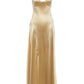 Satin Maxi Dress Women Low-Neck Sleeveless Skinny Folds Elegant Birthday Party Vacation Summer New Trend Vestidos