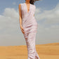 Deep V Neck Sleeveless Sexy Maxi Dress Women Elegant Draped Ruched Back Split Bodycon Club Party Long Dress Female