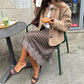 Women Elegant Lace Satin Spliced Midi Skirts Sexy Dots Print High Waist Retro Casual Straight Midi Skirts Y2K Streetwear