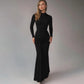 Long Sleeve Ruched Maxi Dress Solid Color Elegant Dresses for Woman Party Outfits Autumn