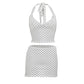 Polka Dot Print 2 Piece Set Women Sexy Halter Low-Neck Backless Tank Top+Split Peach Hip Skirt Hottie Street Clubwear
