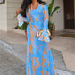 Tie-Dye Print Maxi Dress Women Autumn New Trend Bandage Halter o-Neck Flare Sleeve Street Fashion Elegant Vestidos
