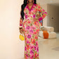 Art Print Maxi Dress Women Polo Collar Full Sleeve Skinny High Elasticity Autumn Fashion Prom Party Chic Vestidos