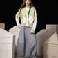 2025 V Neck Cardigan Women, Loose Preppy Wool Blend Sweater, Y2K Diamond Pattern Open Front Knit Top