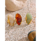 New Design Brown Green Beige Resin Geometric Adjustable Ring Golden PVD Stainless Steel Rust Proof Finger Jewelry Gift