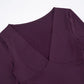 Solid Color Slim Low Cut Deep V Long Sleeve Tops for Woman Sexy Fall Clothes Basic Casual Tee Shirts Ladies