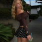 Faux Fur Collar Off Shoulder Long Sleeve Tees White Rib Crop Tops Streetwear Tshirts Y2k Woman Clothes
