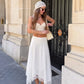 White Long Skirts with Lace Trim Asymmetric Hem Casual Vacation Style Skirt Woman Clothing Bohemian