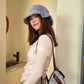 Vintage Denim Raw-Edge Sun Visor Fisherman Hat for Women