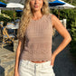 Women Hollow Out Knit Tank Top Sleeveless Scallop Trim Crochet Blouse Casual Summer Beach Aesthetic Streetwear Daily Top
