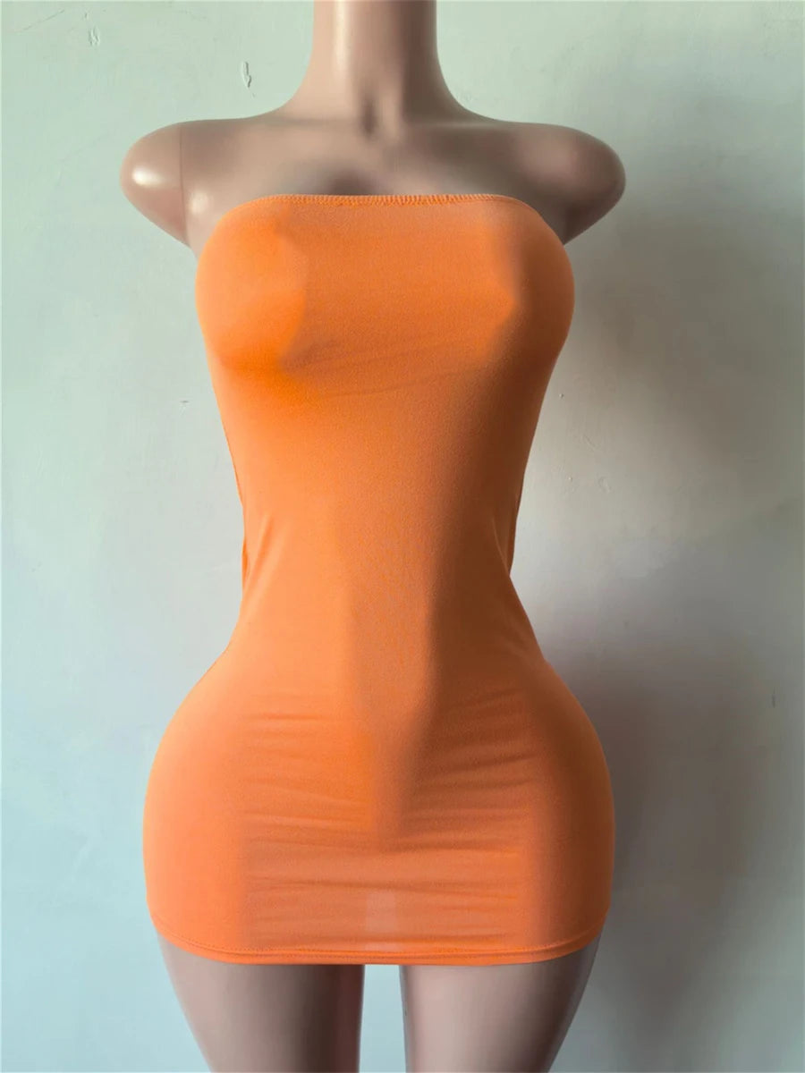 Sexy Hottie Dress Women Fashion Classic Chic Sleeveless Stretch Skinny Wild Party Club Street Peach Hip Mini Bodycon