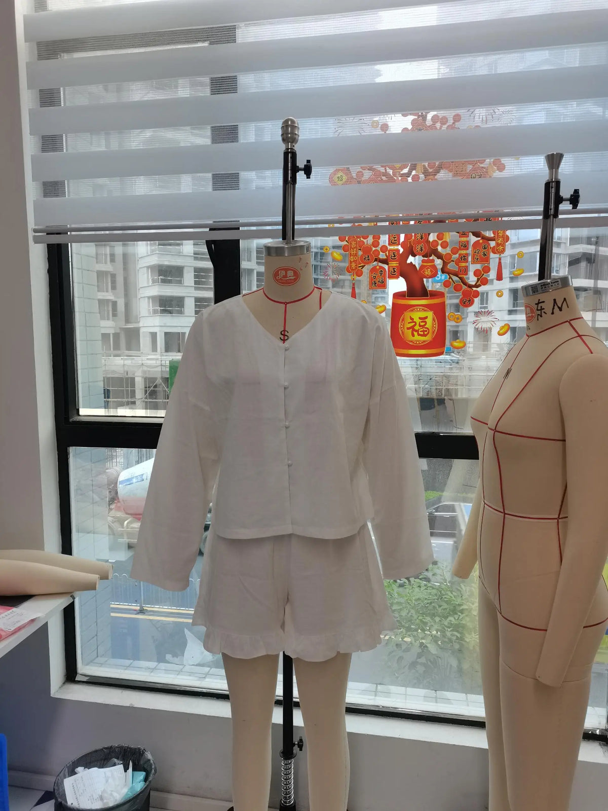 Linen Shorts Outfits Women 2 Piece Set Tie Front Long Sleeve Shirt and Ruffle Shorts Lounge Matching Set Tracksuit