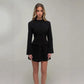 Button Up Long Sleeve Mini Dress Black Elegant Office Ladies Clothes Women's Casual Dresses Spring 2026