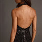 Women's Summer Halter Neck Tops Sparkly Sequin Sleeveless Open Back Slim Fit Vest for Party Club Night Wear