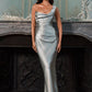 Elegant Satin One Shoulder Evening Dress Women Cowl Neck Sleeveless Bodycon Maxi Dress 2026 Spring Summer Party Gowns