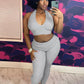 Casual Ribbed Women 2 Piece Set Casual Backless Bandage Halter Tank Tops+Lapel Pants Matching Stretch Sexy Streetwear