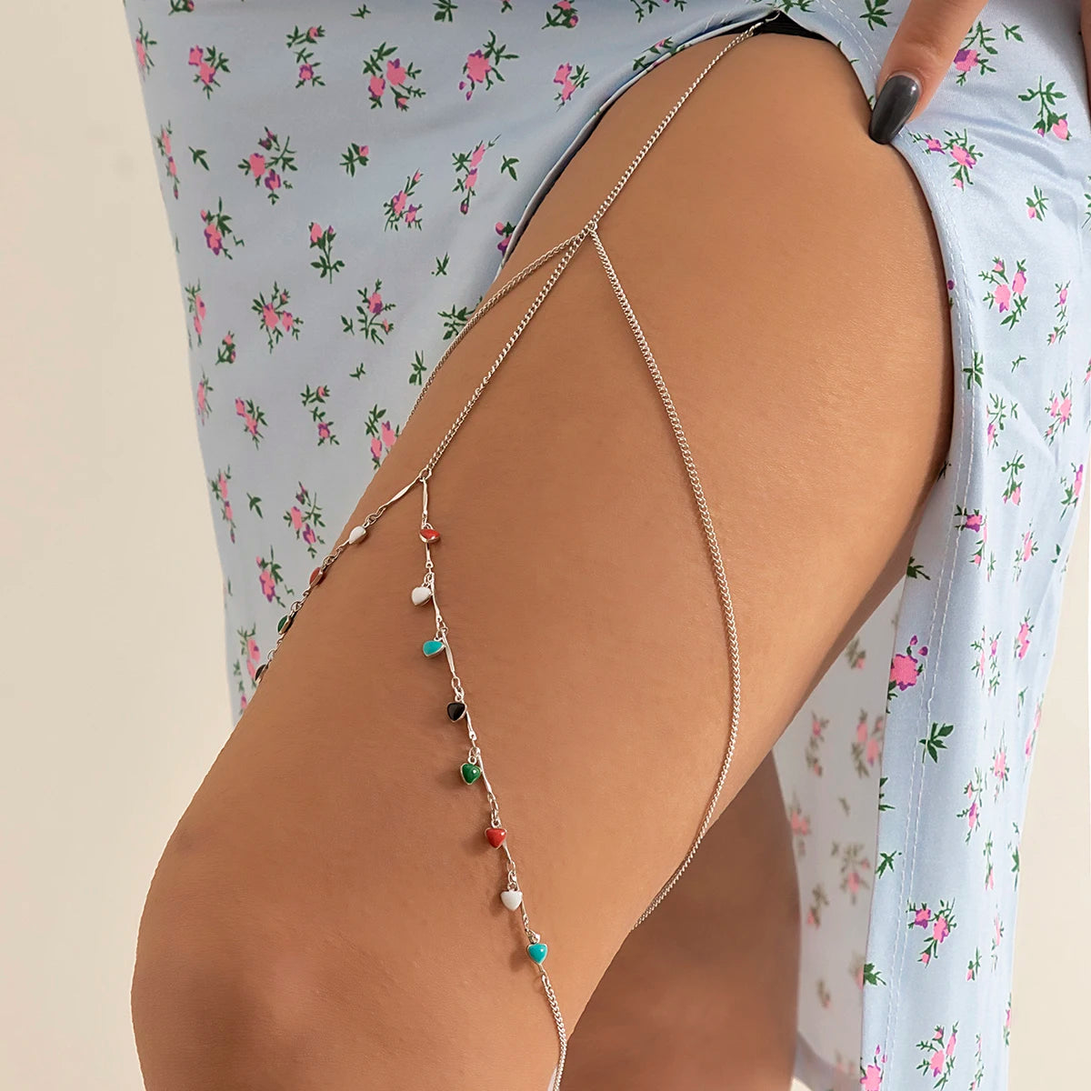 Bohemian Elastic Band Leg Thigh Chain Women Beach Sexy Long Tassel Multilayer Adjustable Body Jewelry Dress Decorate