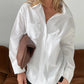 Women Spring Button Down Shirt Pinstripe Loose Fit Long Sleeve Button Up Shirt Wide Collar Casual Tops Workout Shirts