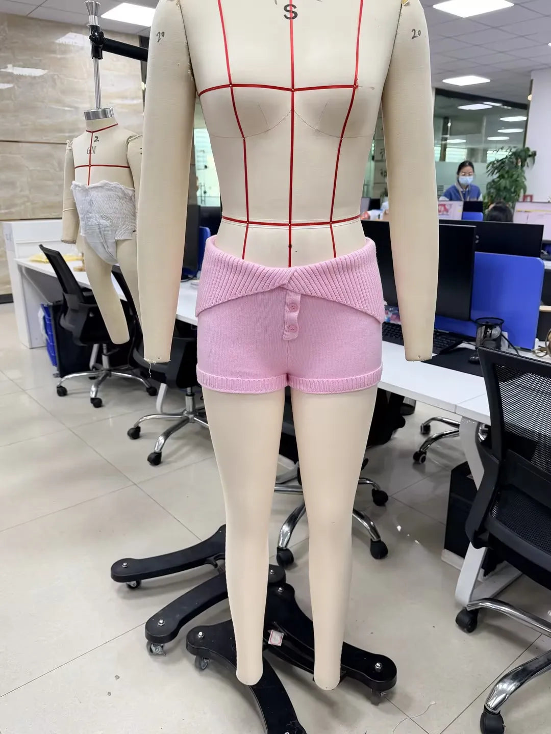 Trendy Foldover Waist Knit Micro Shorts Women Y2K Button Detail Ribbed Trim Booty Shorts Sweet Cool Streetwear PartyClub