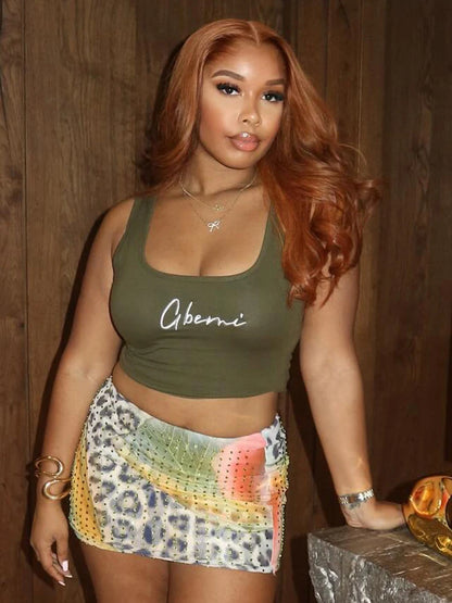 Rhinestones Leopard Print Skirts Women Wild Basic Wild Summer Trend Y2K Hottie Sexy Skinny Party Clubwear Mini Bottom