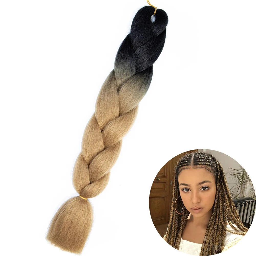 Synthetic Jumbo Braiding Hair Extension 24 Inch Heat Resistant Fiber In Bulk Ombre Jumbo Braids Hair For Black Women