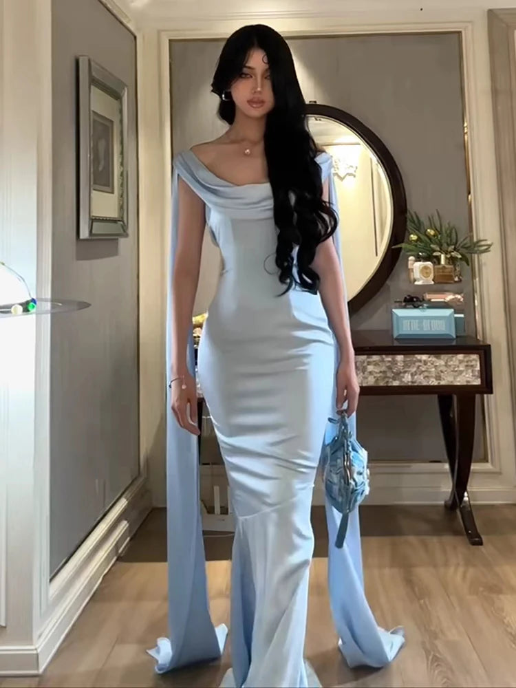 Backless Bandage Maxi Dress Women Long Tassel Low-Neck Solid Skinny Elegant Birthday Party Chic Vacation Vestidos