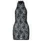 Floral Lace Mesh See Through Black Sexy Dress Y2k Club Outfits Halter Backless Mini Dresses for Women