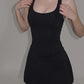 Fashion Simple Dress Women Trend Classic Low-Neck Sleeveless Patchwork  Stretch Skinny Elegant Party Club Bodycon