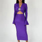 Elegant Hollow Out Sexy Maxi Dress For Women Spring New V Neck Long Flare Sleeve Bodycon Club Party Evening Dress