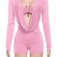 Sexy Women Swing Collar Romper+Metal buckle Bra Hipster Midnight Party Coquette New Spring Trend Workout Playsuits