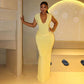 Deep V Neck Sleeveless Ruched Long Dresses for Women Solid Color Elegant Summer Dresses 2026