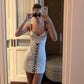 White Corset Mini Dresses for Woman Clothing Sexy Lace-up Deep V Neck Spaghetti Strap Bodycon Dress
