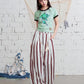Women's Rose Print Cropped Ringer T-Shirt Color-Block Trim Baby Tee Short Sleeve Casual Fit Top