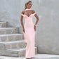 Sexy Off Shoulder Backless Long Maxi Dresses Wedding Guest Party Pink Dress Woman Elegant Evening Gown