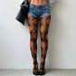 Women Vintage Argyle Pantyhose Classic Diamond Pattern Sheer Mesh Tights Fashion Printed Hosiery Party Cosplay Stockings