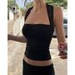 Sexy Lace Splicing Black Tank Top Woman Trendy Clothes Sleeveless Square Neck Crop Tops Summer 2026