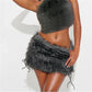 Furry Mini Skirts Women Tie Side High Street Sexy Midnight Hottie Fashion Wild Party Simple Classic Autumn Winter Bottom