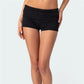 Women Summer Knit Shorts Casual Solid Color Fold Over Elastic Waist Short Pants for Vacation Beach Club Streetwear