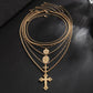 6Pcs/Set Punk Big Cross Jesus Pendant Choker Necklace for Men Collaes Hip Hop Adjustable Chain Christian Jewelry Gift