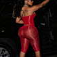 Sexy Fashion 2 Piece Set Woman Mesh See Through Wrap Chest Backless Tank Tops+Skinny Peach Hip Crop Pants Clubwear