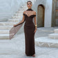 Sexy Off Shoulder Backless Long Maxi Dresses Wedding Guest Party Pink Dress Woman Elegant Evening Gown