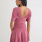Women Deep V Neck Batwing Short Sleeve Mini Dress Waist Ruched Wrap A‑Line Dress Elegant Casual Party Dresses For Women