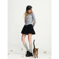 Women's Gray Long Sleeve T-Shirt with Layered Pearl Necklace Print, Casual Crew Neck Top for Daily Wear