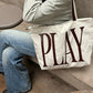 Off White Large Canvas Tote Bag with Bold Maroon "PLAY" Print for Women
