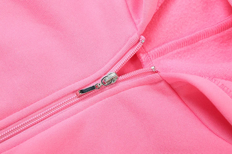 Casual 2Piece Set Women Tracksuit Sporty Zip Patchwork Hooded Crop Jacket+Straight Pants Matching Streetwear Outfits